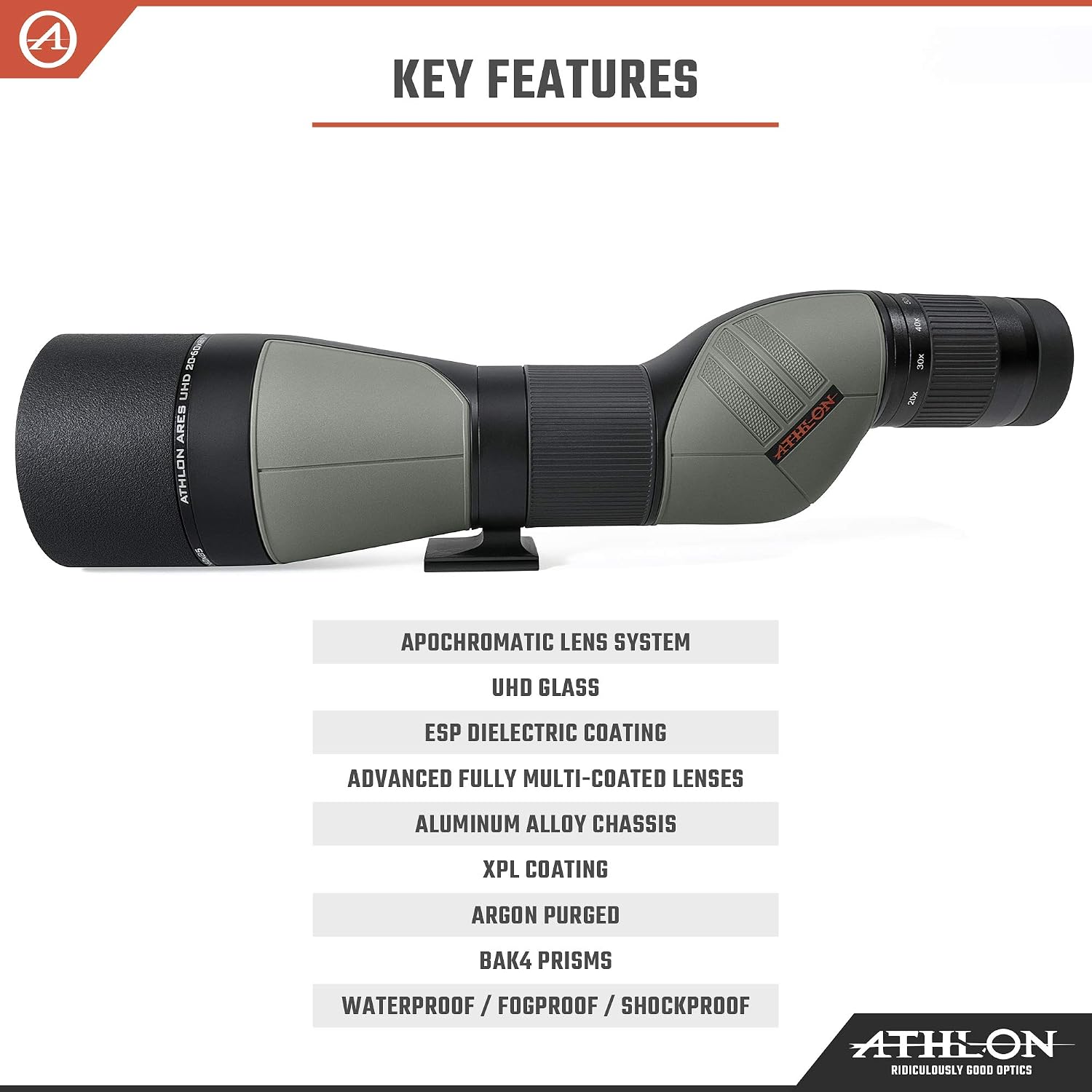 Athlon Optics Ares G2 20-60x85 UHD Spotting Scope (straight) - Image 3