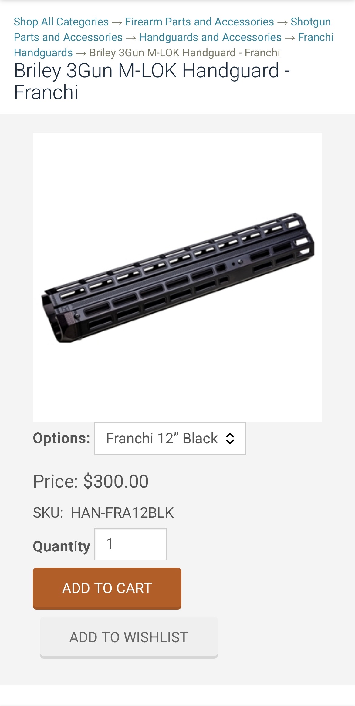 Briley 3Gun M-LOK Handguard - Franchi